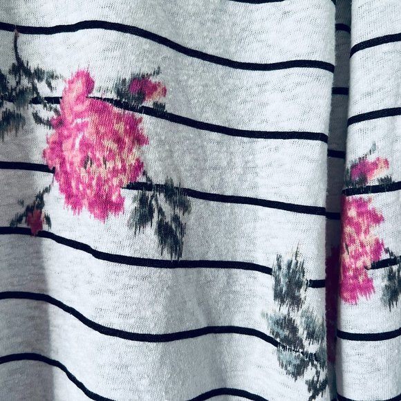 American Eagle White Floral Striped Shirt - Picture 2 of 6